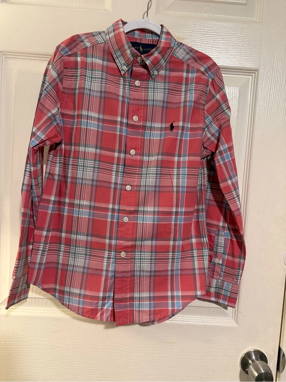 Ralph Lauren Red Plaid Button-Down kids Shirt size 10-12 #theclassy